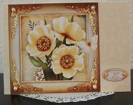 Vintage Cream Poppies for All Occasions Card Mini Kit by Teddi Phillips