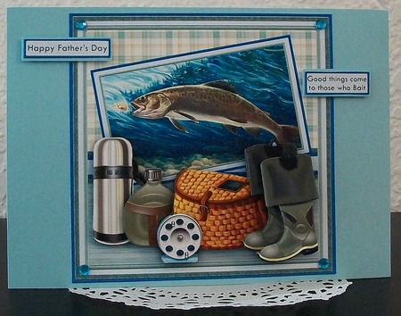 FISHING TAKING THE BAIT 7.5 Decoupage Ages & Insert Mini Kit by Teddi Phillips