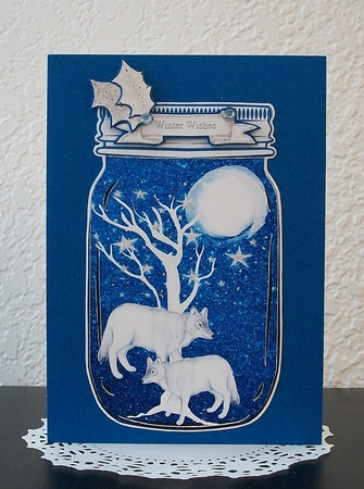 Wolves in mason jar shaped card by Teddi Phillips