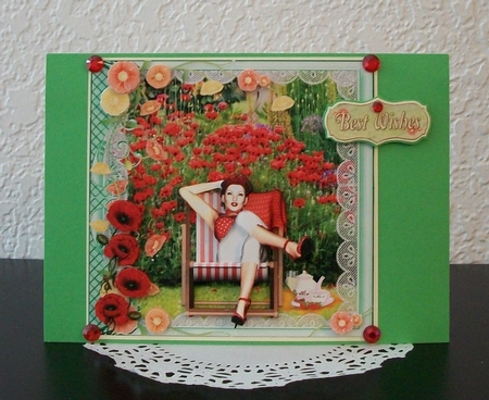 1950s Lady Relaxing in the Poppy Garden Mini Kit by Teddi Phillips