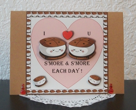 Funny food themed valentine card topper Smore for 6 x 6 card by Teddi Phillips