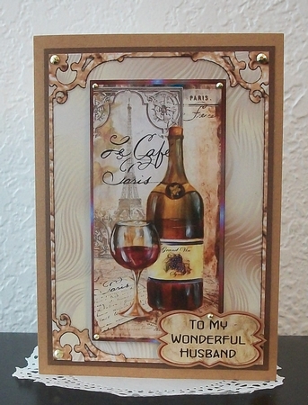 Vino de Paris - 7 x 5 inch quick card with decoupage. by Teddi Phillips