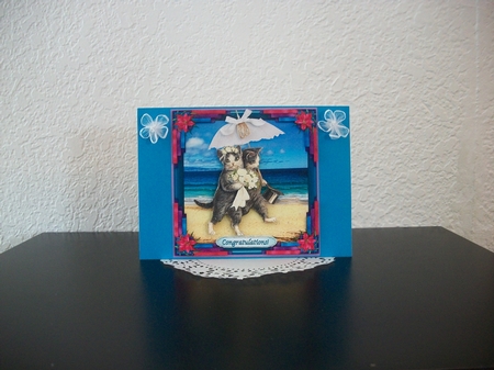 Victorian Cats Beach Wedding or Anniversary 6 x 6 Topper With Decoupage PU 300 dpi by Teddi Phillips