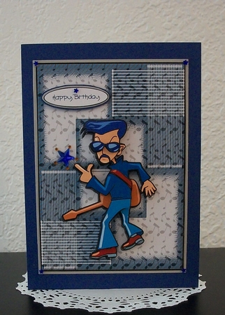 Trying to Be Elvis Quick Card Front with Decoupage by Teddi Phillips