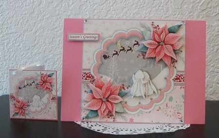 CHRISTMAS BUNNIES & POINSETTIA 7.5 Decoupage & Insert Mini Kit by Teddi Phillips