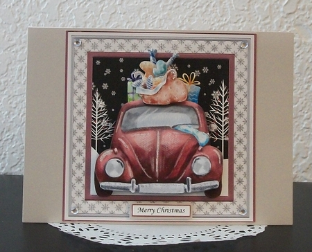 CHRISTMAS BEETLE CAR 7.5 Decoupage & Insert Mini Kit by Teddi Phillips