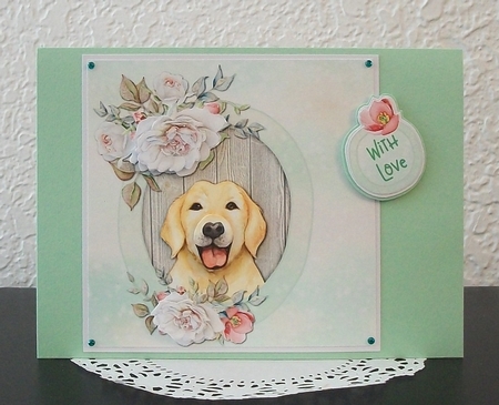 Lovely Labrador with Roses Printable Card  by Teddi Phillips