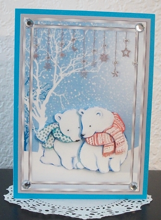 Cuddle Up & Keep Warm Polar Bears in the Snow A5 Topper & Decoupage by Teddi Phillips