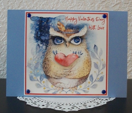 Happy Valentines Day Owl in Love Card Topper by Teddi Phillips