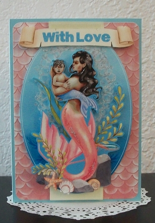 Pink Mermaid Mother and Baby by Teddi Phillips