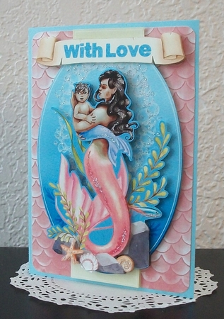 Pink Mermaid Mother and Baby by Teddi Phillips