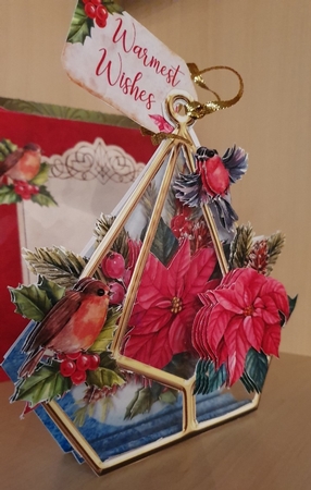 Christmas Poinsettias 3d Terrarium Cards & Envelopes Kit by xt farr