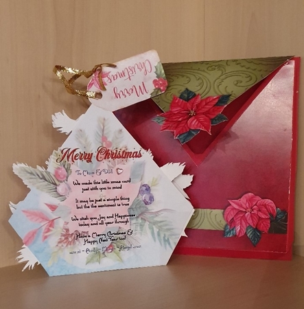 Christmas Poinsettias 3d Terrarium Cards & Envelopes Kit by xt farr