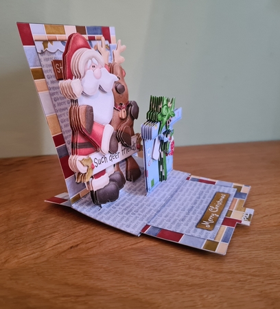 Deer Friends Santa and Reindeer Pop-up Slider Card Kit by xt farr