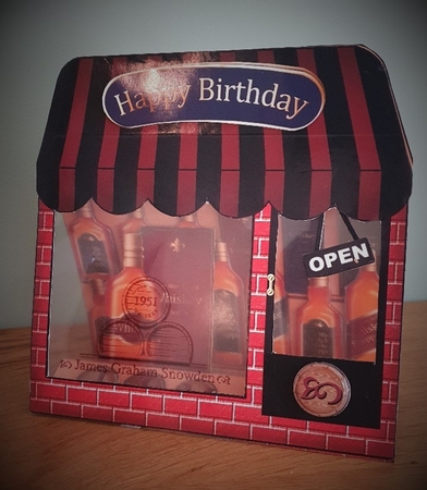 3D the Whiskey Shoppe Window Pop Up Card Decoupage by xt farr