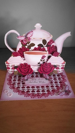 Deep Rose Tea and Cupcake Easel Kit by xt farr