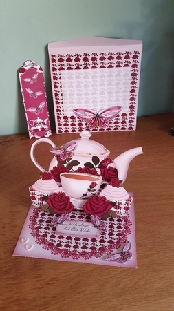 Deep Rose Tea and Cupcake Easel Kit by xt farr