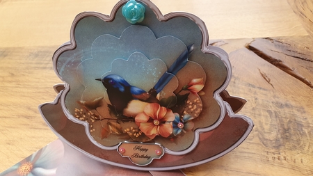 Bird in the Garden Scalloped Rocker Card with Pyramage & Env by xt farr