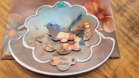 Bird in the Garden Scalloped Rocker Card with Pyramage & Env by xt farr