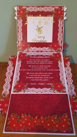 Red Robin Lace Top Easel Card & Envelope Kit by xt farr