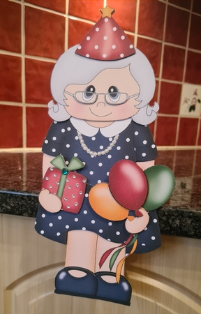 3D on the Shelf Card Kit - Little Party Old Lady Peggy by xt farr