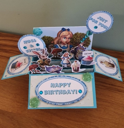 Alice & The Cheshire Cat - 3D Box Card Kit & Matching Envelope by xt farr