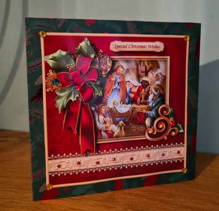 CHRISTMAS HOLLY RIBBON Nativity 7.8 Decoupage Mini Kit by xt farr