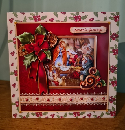 CHRISTMAS HOLLY RIBBON Nativity 7.8 Decoupage Mini Kit by xt farr