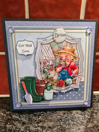 MALE GARDENER GARDENING SURPRISE 8x8 Decoupage Insert & Ages Mini Kit by xt farr