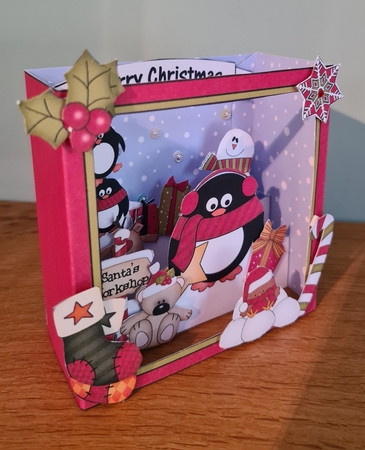 3D Christmas Diorama Shadow Box Card Mini Kit  - Cute Christmas Pip Penguin & Friends by xt farr