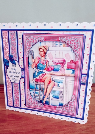 BAKING DAY 7.8 Female Birthday or Mothers Day Quick Card & Insert Mini Kit by xt farr