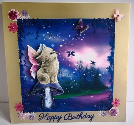 Enchanted Kitten - Square topper with decoupage by Mrs Teresa Best