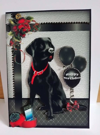 Black Labrador bringing you good cheer QS by Mrs Teresa Best