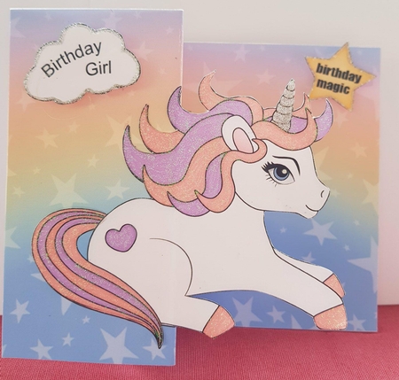 3D Shaped No-Hole Fold Back Mini Kit -   Cute Little Unicorn Sparkle by Mrs Teresa Best
