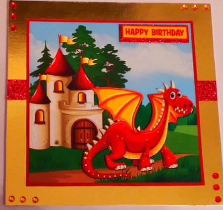 DRAGON GUARDING THE CASTLE QUICK CARD by Mrs Teresa Best