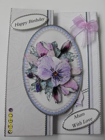 Posy & Pearls Fold Back Card with Decoupage by Teresa Gay
