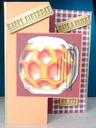 Mine's a Pint Fold Back Card with Pyramage by Teresa Gay