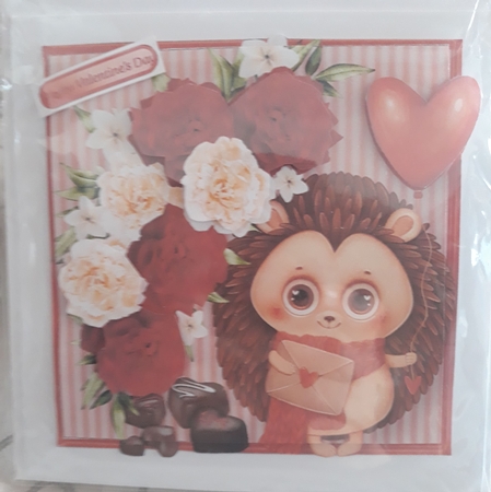 Hedgehog Valentine - Decoupage Card Mini Kit by Teresa Lunn