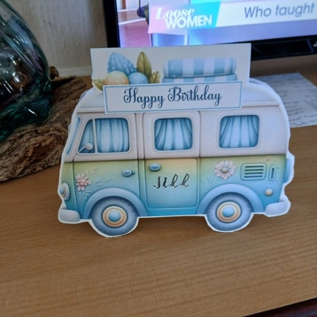 Camper Van Shaped Card with inside pockets Various sentiments JPEG and PDF by Teresa Lunn