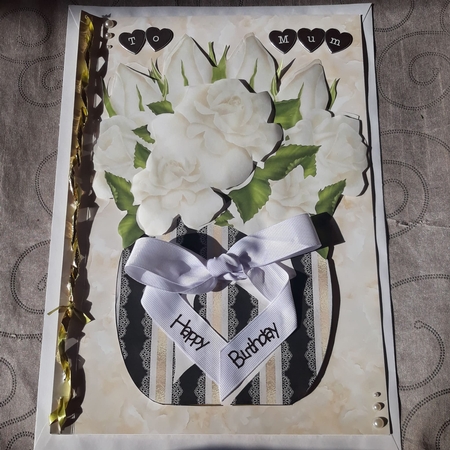 White Roses in a Vase Large by Teresa Lunn
