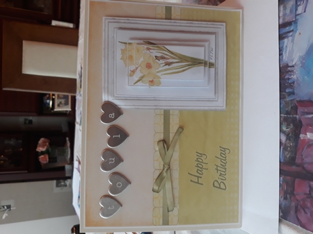 Daffodil Pyramage Birthday Card 2 - Peach & Pistachio by Teresa Lunn