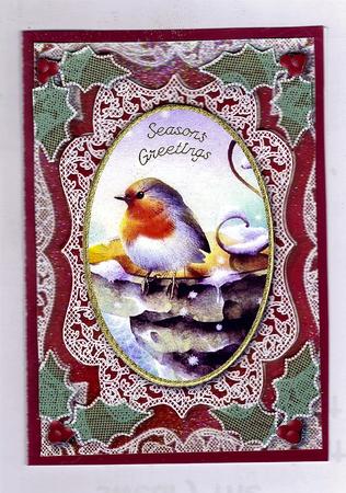 Christmas Robin 2 A4 Lace Picture Sheet by Teresa Savin