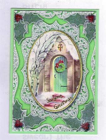 Christmas Door 2 A4 Lace Picture Sheet by Teresa Savin