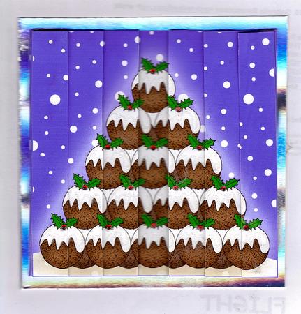 Christmas Pudding Tree Quick Card Side Stacker Topper by Teresa Savin