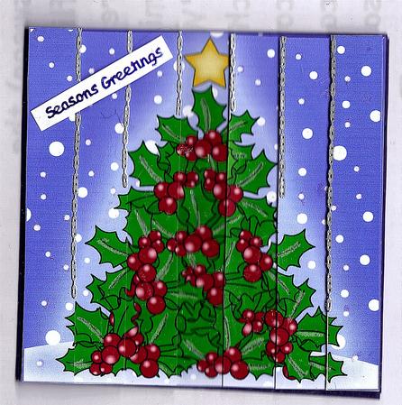 Christmas Holly Tree Quick Card Side Stacker Topper by Teresa Savin