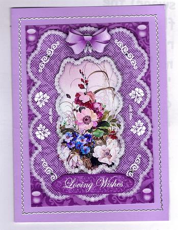Beautiful Blooms 'n Lace A4 Card Front by Teresa Savin