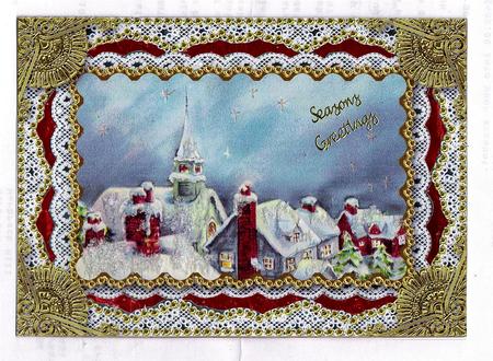 Christmas Rooftops Matching Spiral 7x5inch Folded Card by Teresa Savin