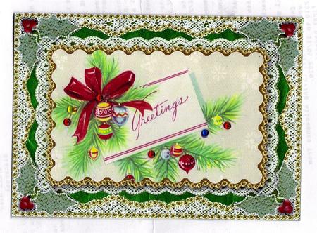 Xmas Greeting Bouquet Matching Spiral 7x5inch Folded Card by Teresa Savin