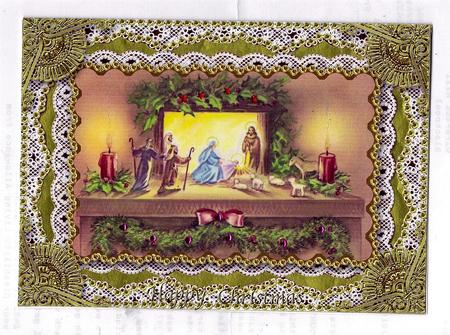Christmas Nativity Matching Spiral 7x5inch Folded Card by Teresa Savin