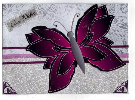 Lace Butterfly Shaped Card (magenta-black) by Teresa Savin